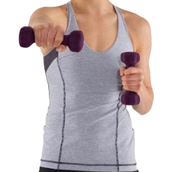 Lululemon Circuit Tank Heather Coal Wee Stripe Light Luxtreme Shelf Bra Mesh 6 - Picture 1 of 5